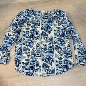 Cato Blue and White Floral Blouse